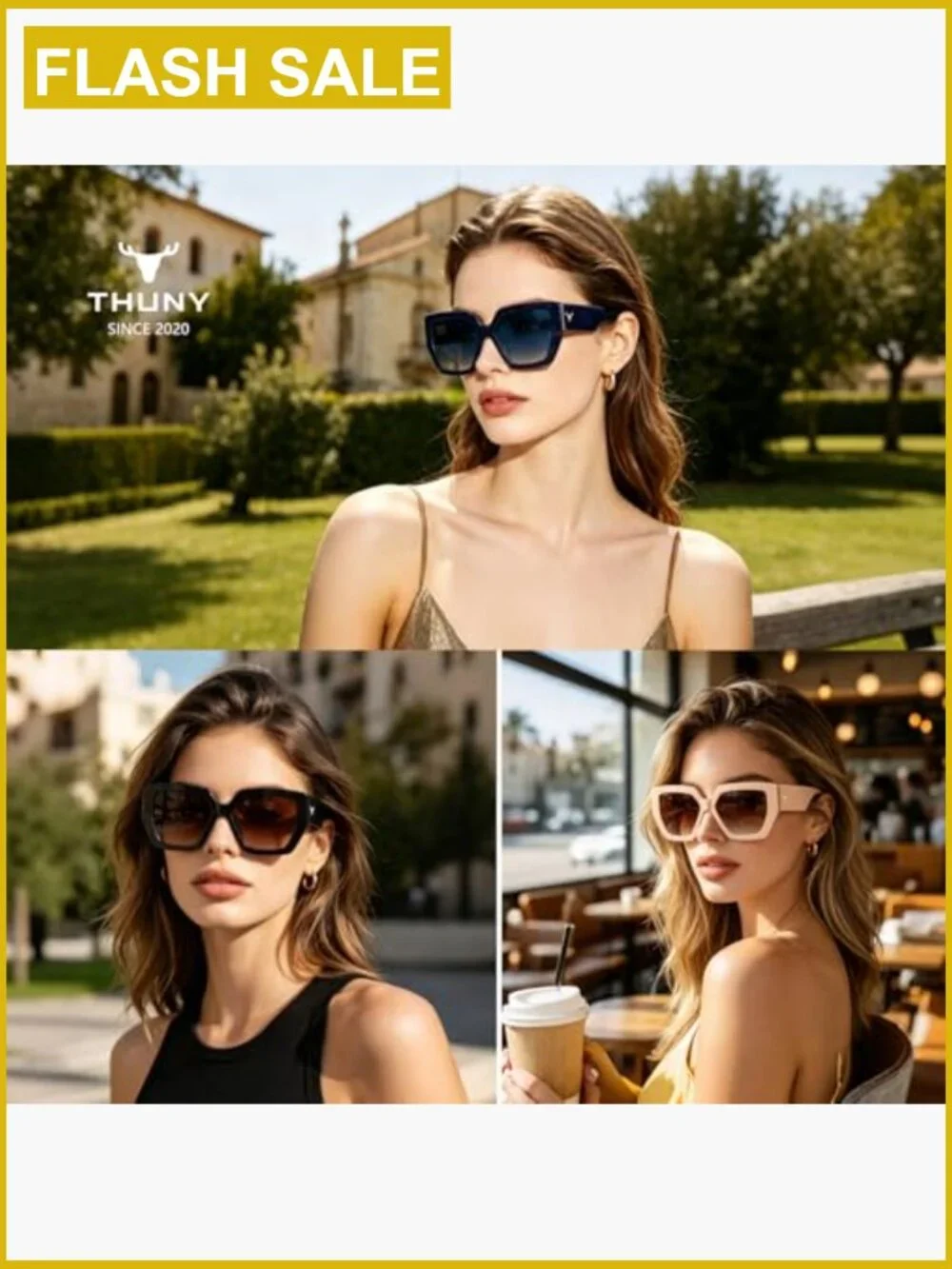 Oversized Square Polarized Sunglasses UV400 for Women Travel Driving